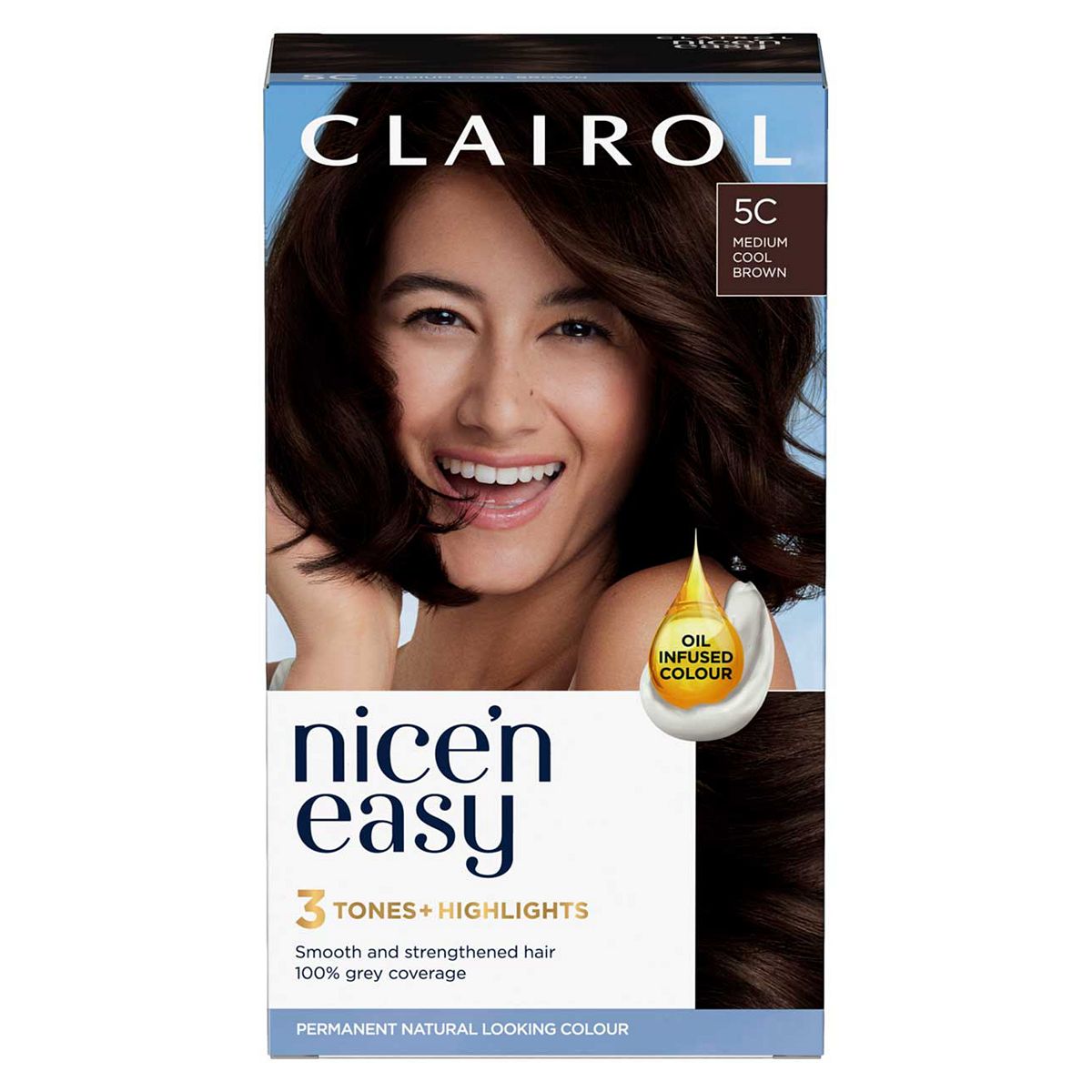 Clairol Nice'n Easy Crème Oil Infused Permanent Hair Dye 5C Medium Cool Brown 177ml GOODS Boots   