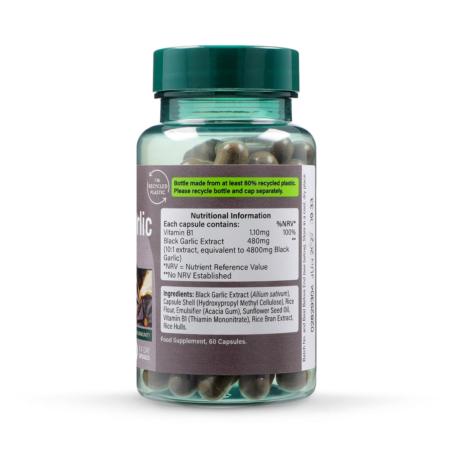 Holland & Barrett black garlic extract supplement 4800mg 60 capsules, UK version