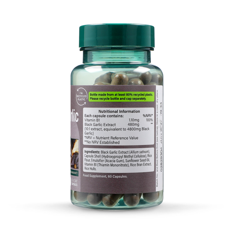 Holland & Barrett black garlic extract supplement 4800mg 60 capsules, UK version