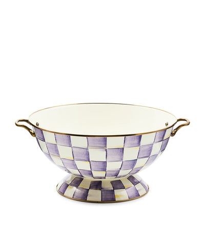 Harrods MacKenzie-Childs Violet Check Everything Bowl Enamel Serving Bowl 17cm x 33cm- Buy online at McGrocer