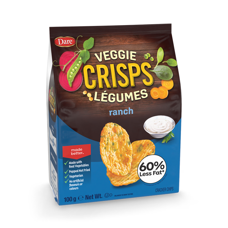 Dare Veggie Crisps Zesty Ranch 4 x 100g Bags, imported from the UK