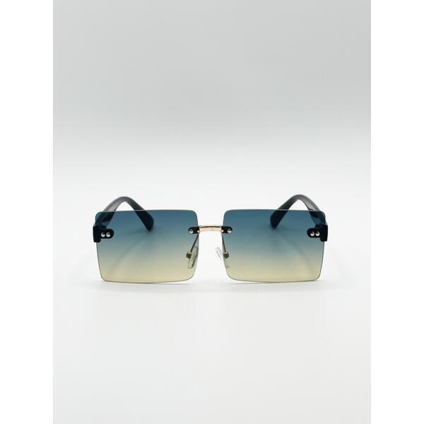 SVNX Square Frameless Sunglasses With Black Ombre Lens