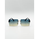 SVNX Square Frameless Sunglasses With Black Ombre Lens
