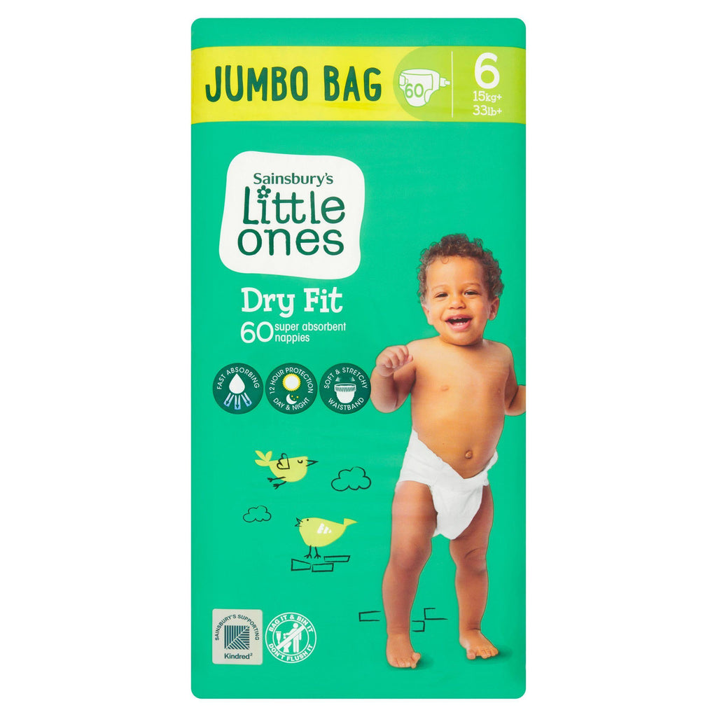 Sainsbury's Little Ones Dry Fit Size 6 Jumbo 60 Nappies