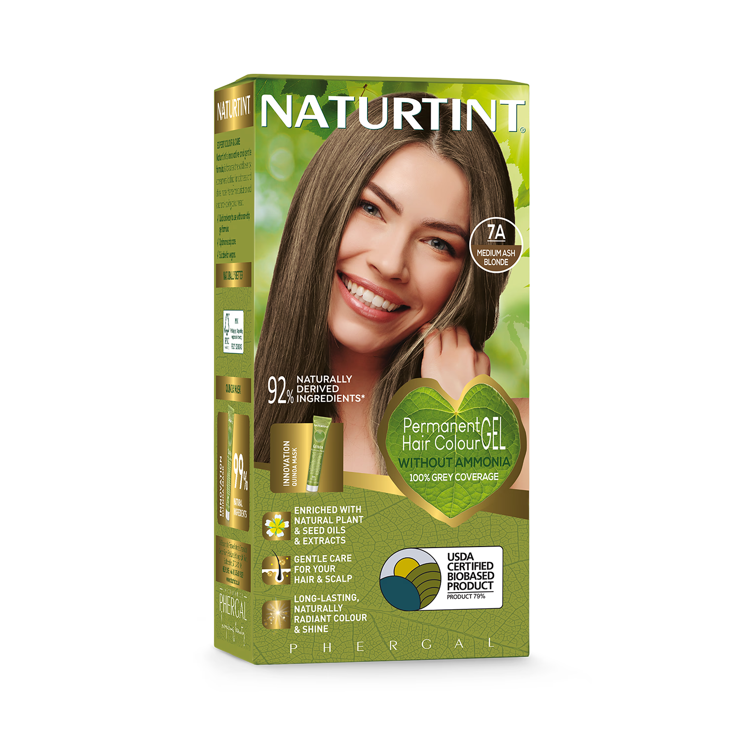 Naturtint permanent hair colour gel 7A Medium Ash Blonde 170ml, imported from the UK