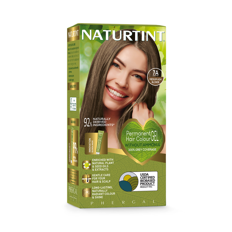 Naturtint permanent hair colour gel 7A Medium Ash Blonde 170ml, imported from the UK