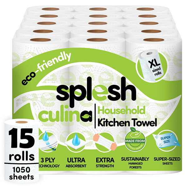 Splesh Culina Ultra Absorbent 3 Ply Kitchen Towel, 15 Rolls