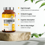 VitaBright 425 Vitamin D3 4000 IU softgels - British product