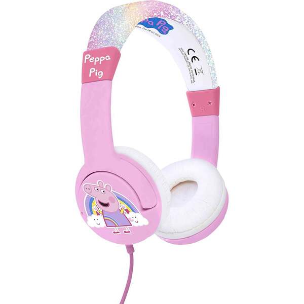 OTL Peppa Pig glitter rainbow kids headphones pink headband (British brand)