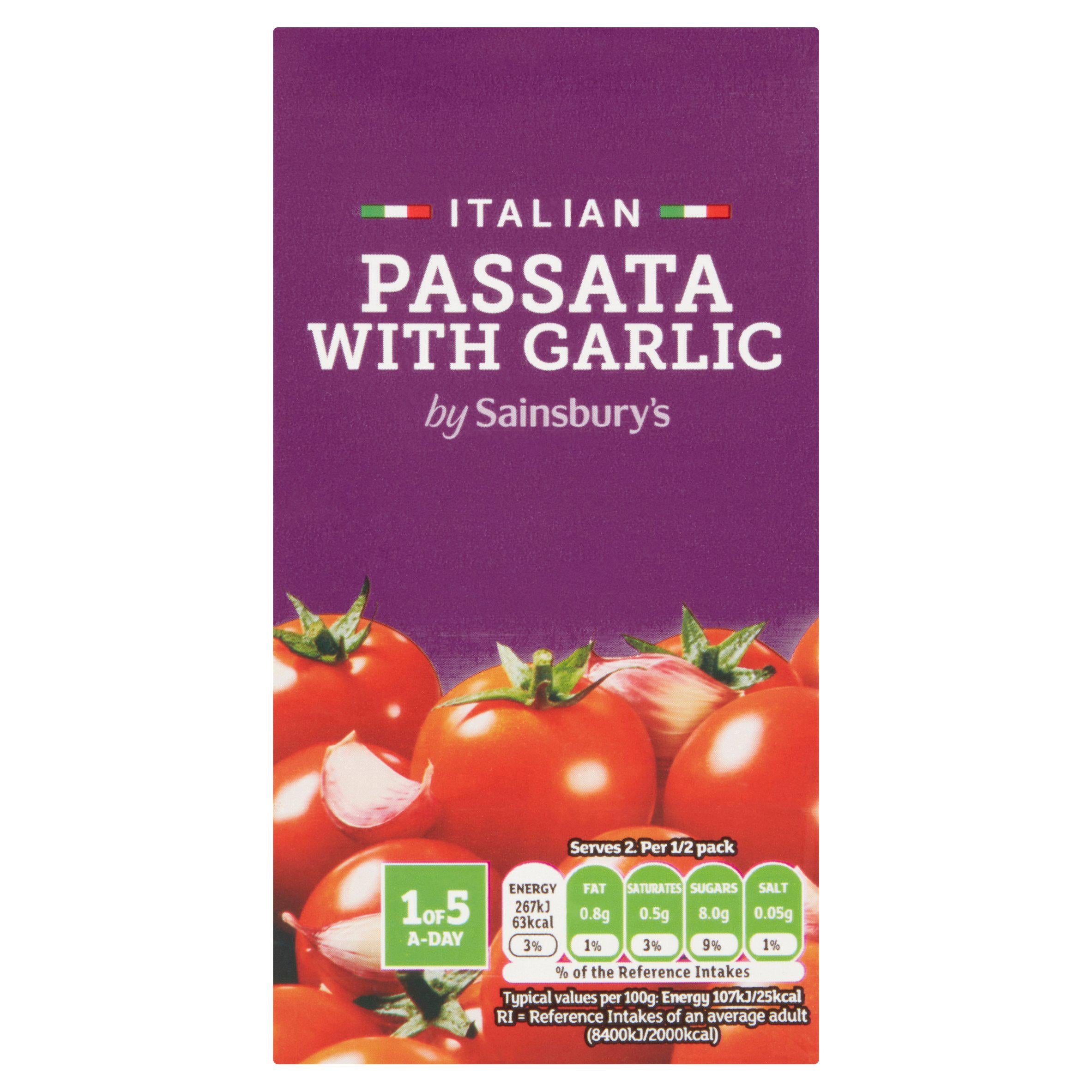 Sainsbury's Italian Passata with Garlic 500g Food cupboard essentials Sainsburys   