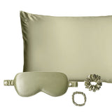 Silk Addict mulberry silk gift set in olive green, UK version