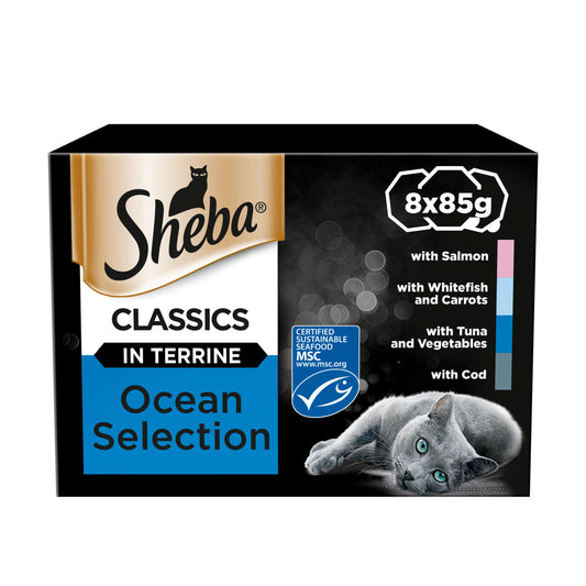 Sheba Classics Cat Food Tray Mixed Ocean Collection in Terrine 8x85g GOODS Sainsburys   