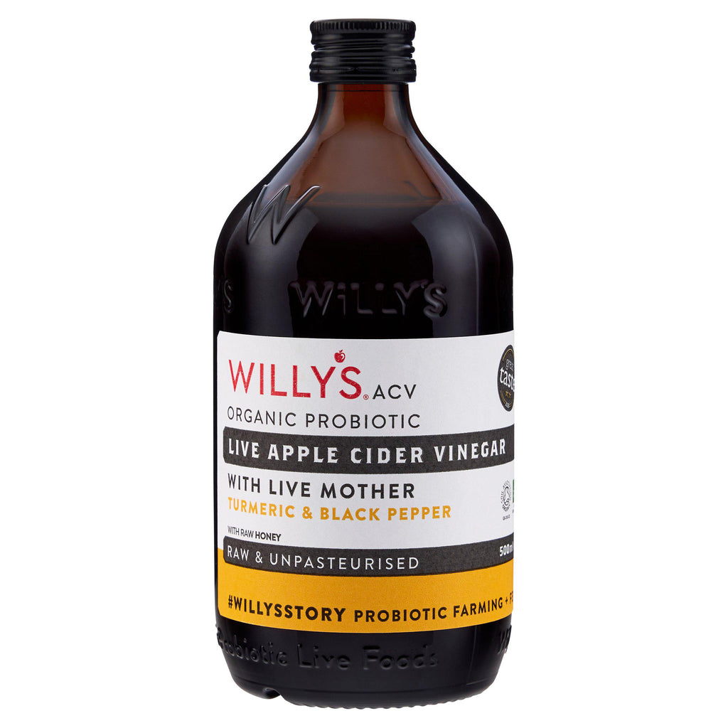 Willy's Organic Live Apple Cider Vinegar Honey & Turmeric 500ml