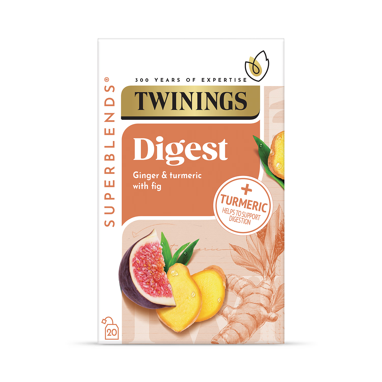 Ginger and Turmeric Herbal Digestive Infusion with Fig 20 Teabags
