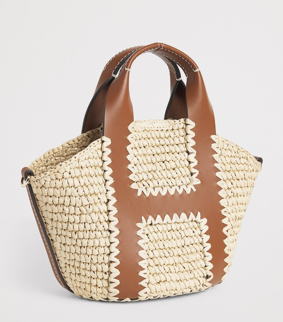Harrods small raffia tote bag, imported from the UK