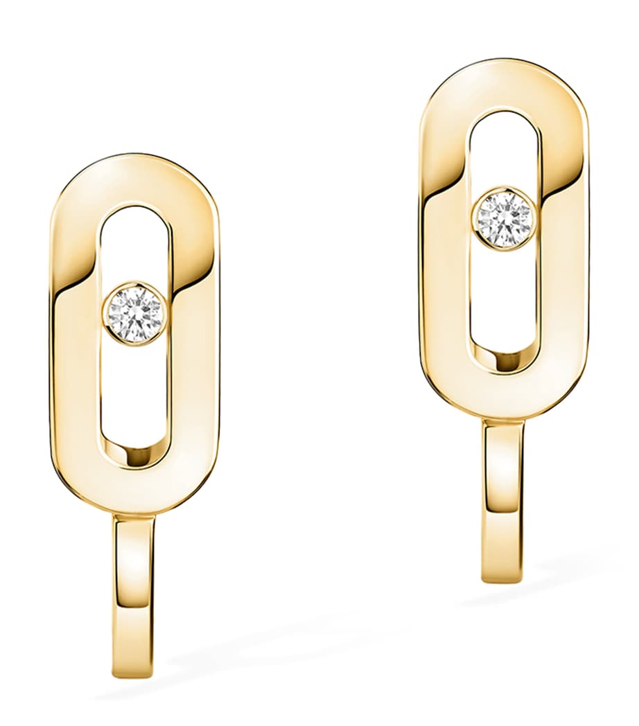 Messika Move Uno mini hoop earrings 18kt yellow gold diamond, UK version