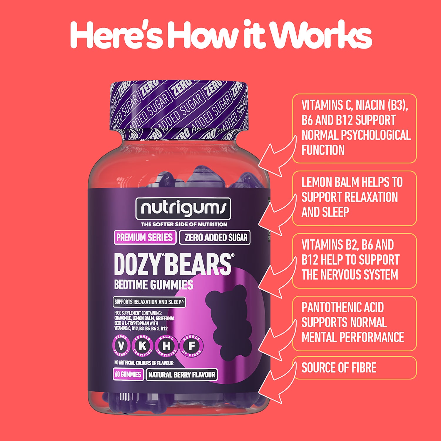 Nutrigums Dozy Bears sleep gummies 60 gummies (British brand)