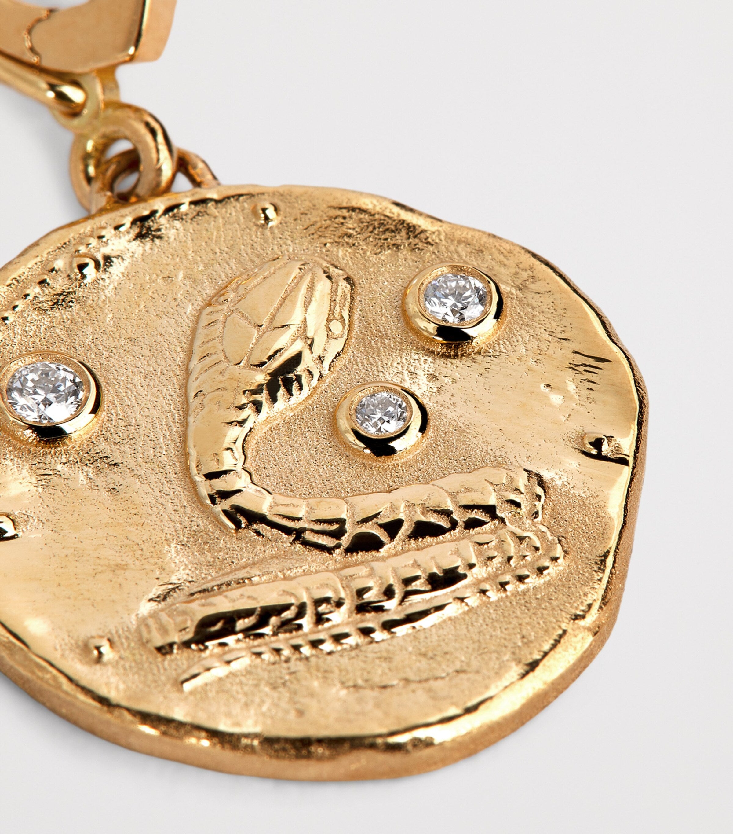 Azlee yellow gold diamond snake coin charm - British product
