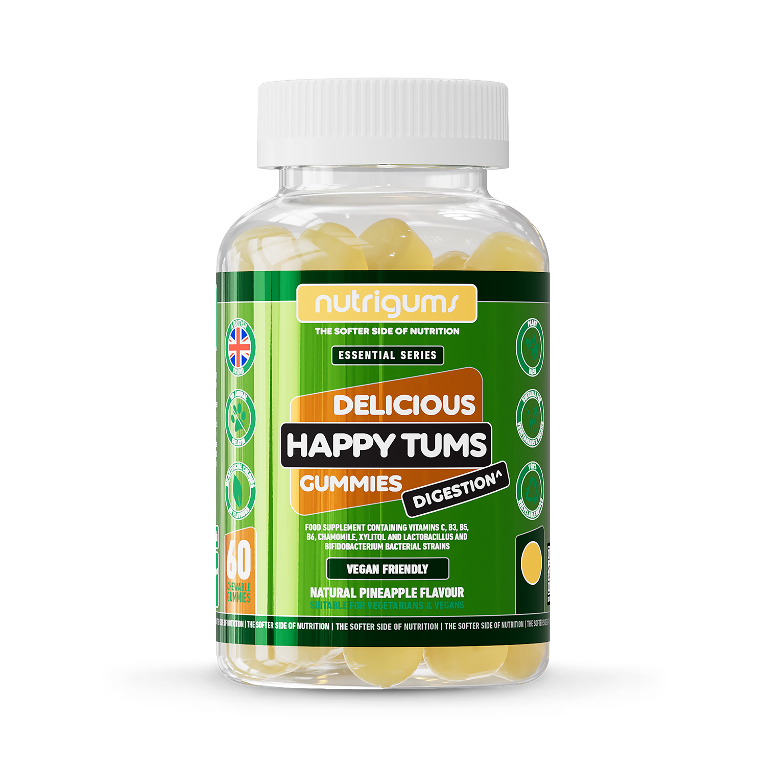 Nutrigums Happy Tums digestion gummies 60 count (British brand)