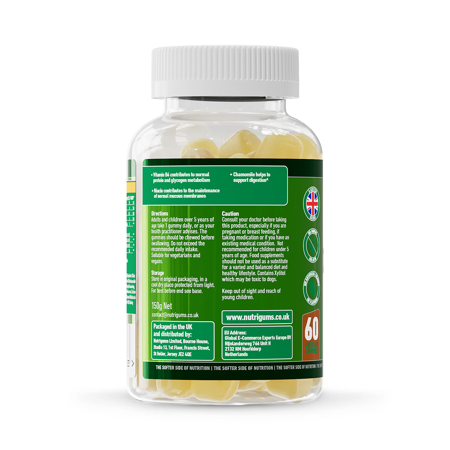 Nutrigums Happy Tums digestion gummies 60 count (British brand)