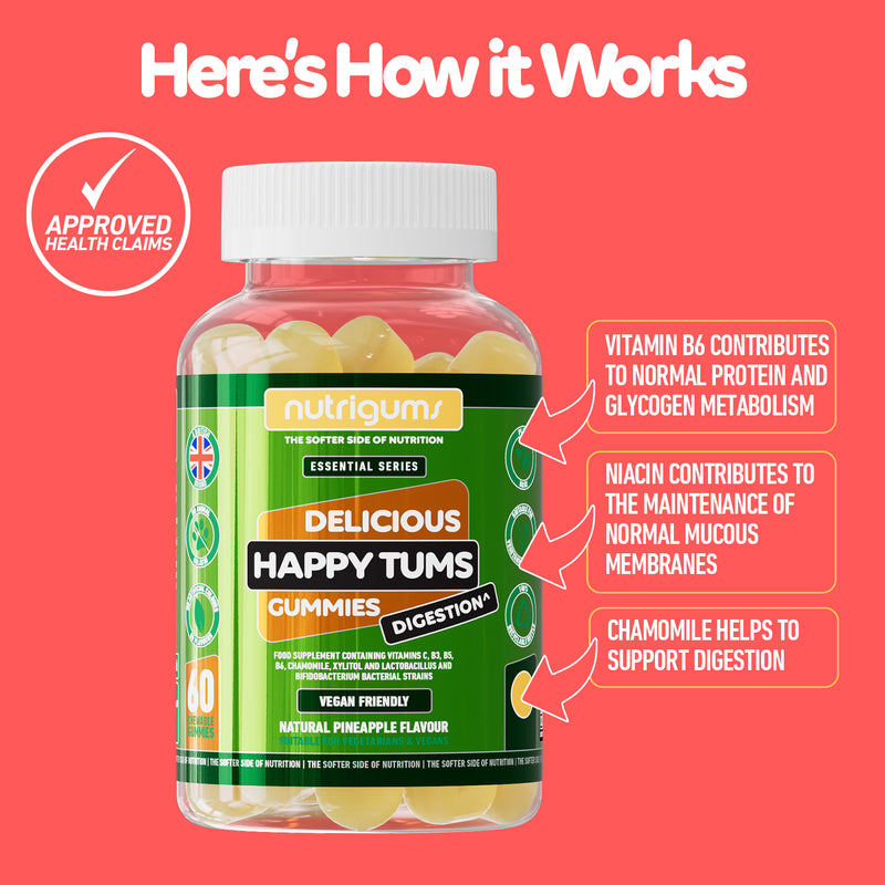 Nutrigums Happy Tums digestion gummies 60 count (British brand)