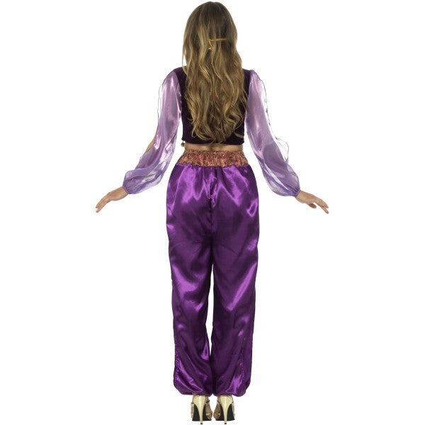 Smiffys Arabian Princess costume purple with trousers top and face veil (British brand)