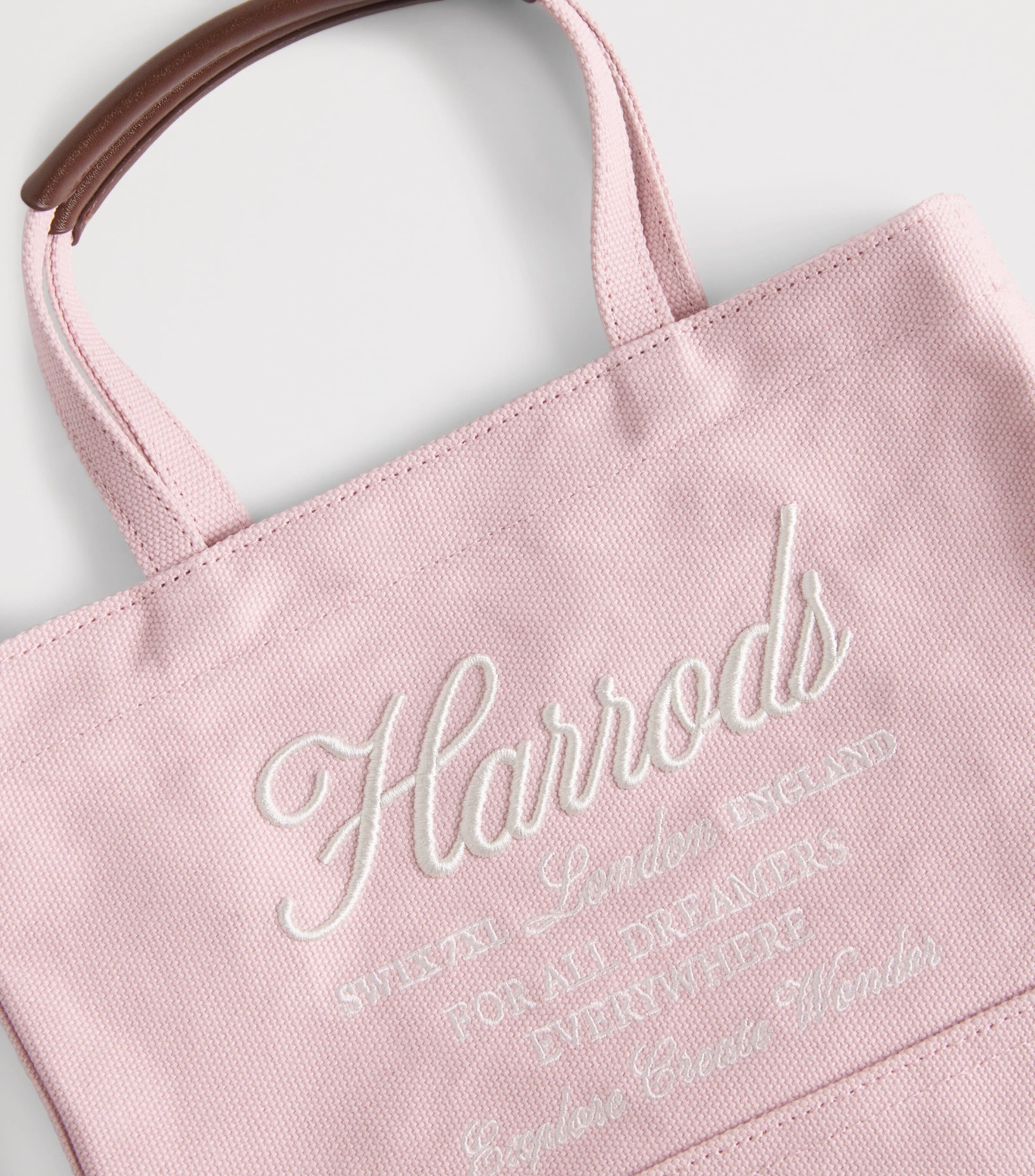 Harrods small embroidered logo tote bag, UK version