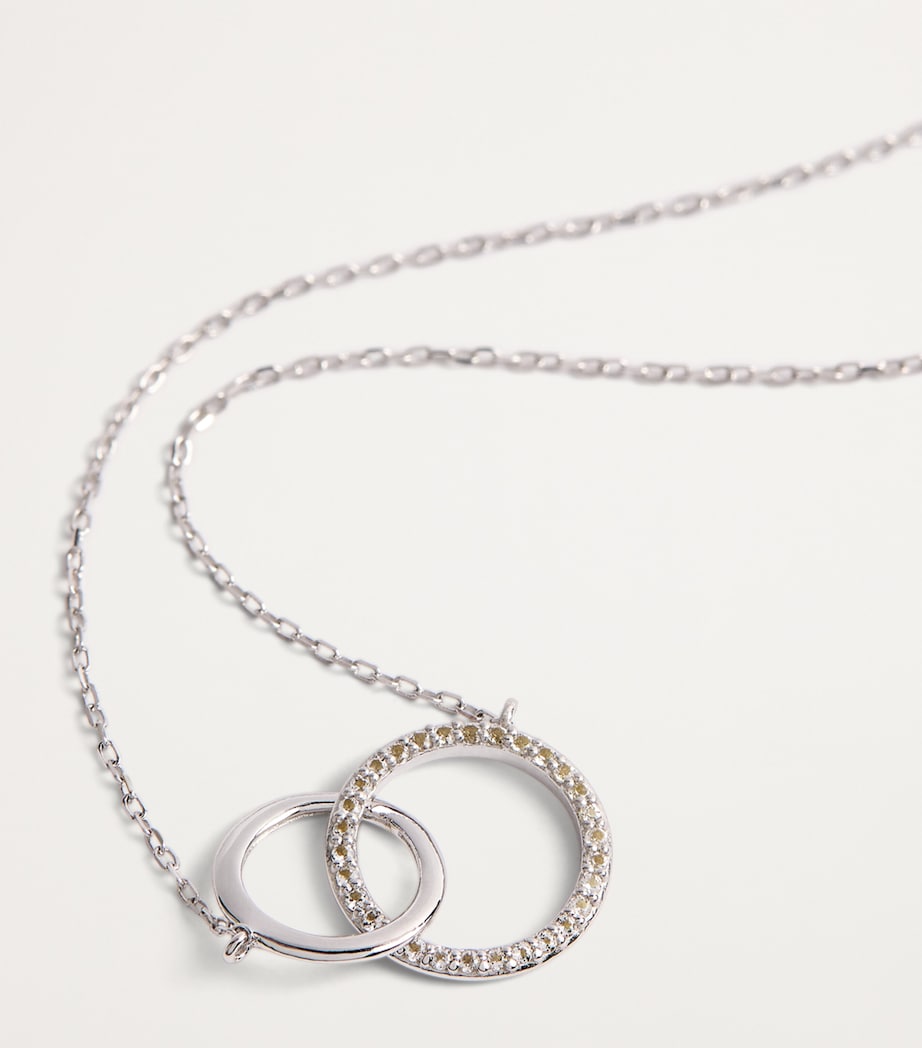 Astrid & Miyu Orbit necklace white gold topaz (British brand)