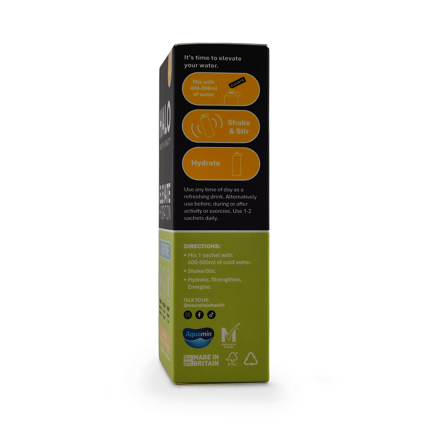 Halo Elevate hydration creatine electrolytes lemon lime 7 sachets (British brand)