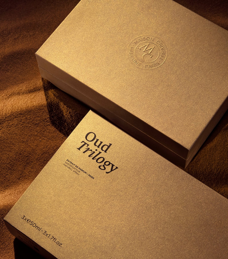 Maison Crivelli Oud Trilogy fragrance gift set 3 x 50ml, imported from the UK