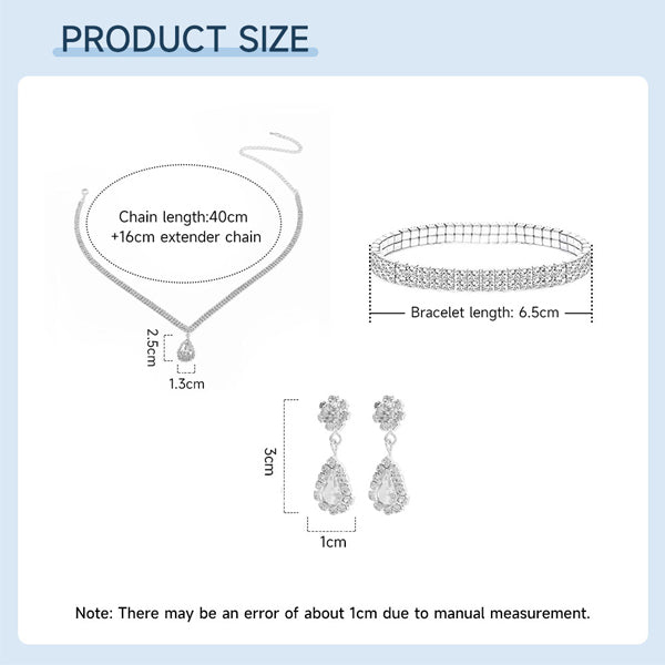 Livingandhome 3-piece jewelry set with zircon stones, imported from the UK