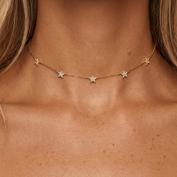 MUCHV star charm choker necklace in 18k gold or silver (British brand)