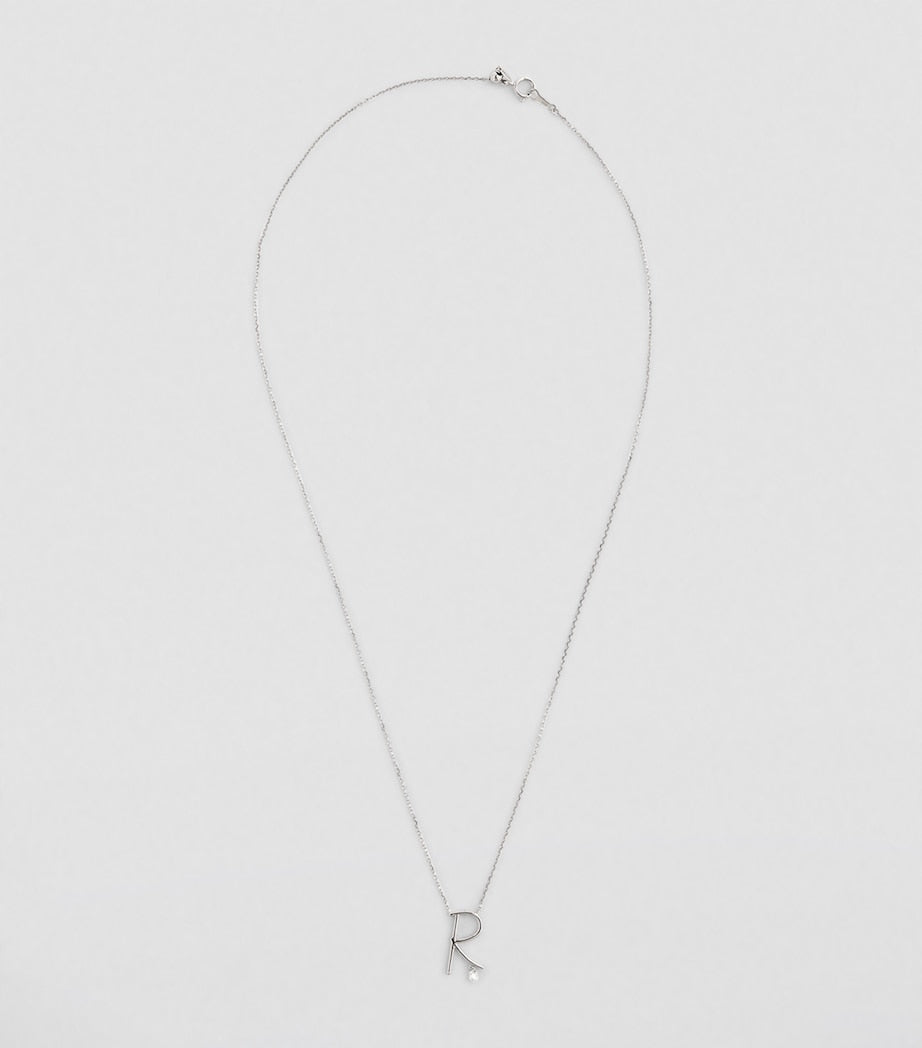 Persée white gold alphabet necklace letter R diamond (British brand)