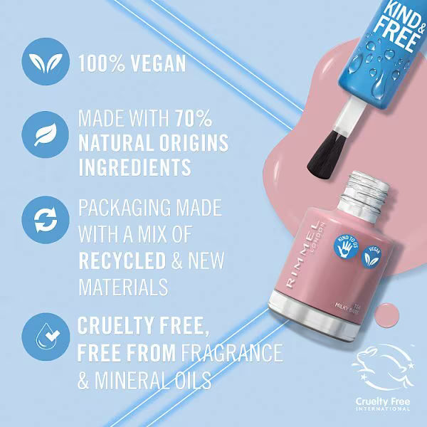 Rimmel Kind & Free Milky Bare Nail Polish, imported from the UK