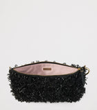 Jimmy Choo crystal-embellished satin clutch bag, imported from the UK