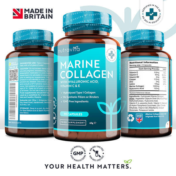 Nutravita Marine Collagen with Hyaluronic Acid,VitC&E-90Caps GOODS Superdrug   