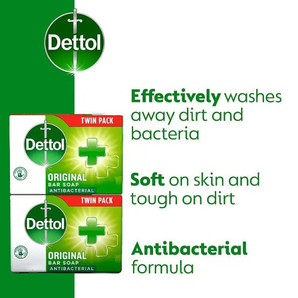 Dettol Original antibacterial soap bar 2 x 100g - British product