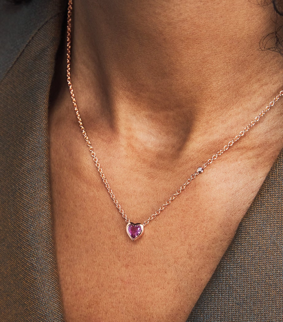 SHAY rose gold sapphire diamond heart necklace (British brand)