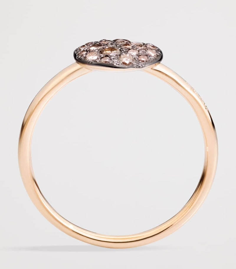 Pomellato Sabbia ring brown diamonds 18kt rose gold - British product