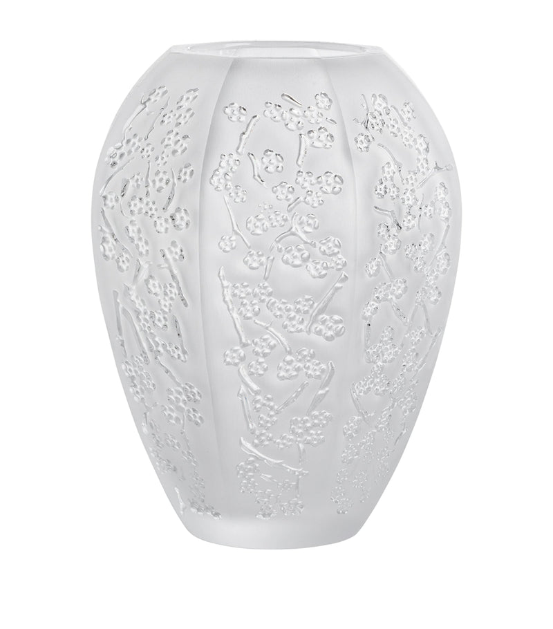 Lalique Medium Crystal Sakura Vase 14cm, UK version