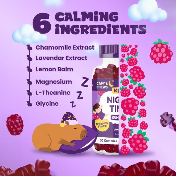 CapyChews kids sleep gummies raspberry flavour - British product