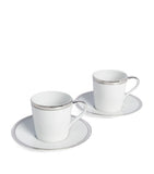 Ralph Lauren Home hand-painted porcelain espresso cup and saucer set with platinum trims, set of 2, imported from the UK