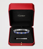 Cartier white gold LOVE bracelet with diamonds and sapphires, UK version