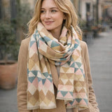 POM jacquard scarf triangle beige pink mix, imported from the UK