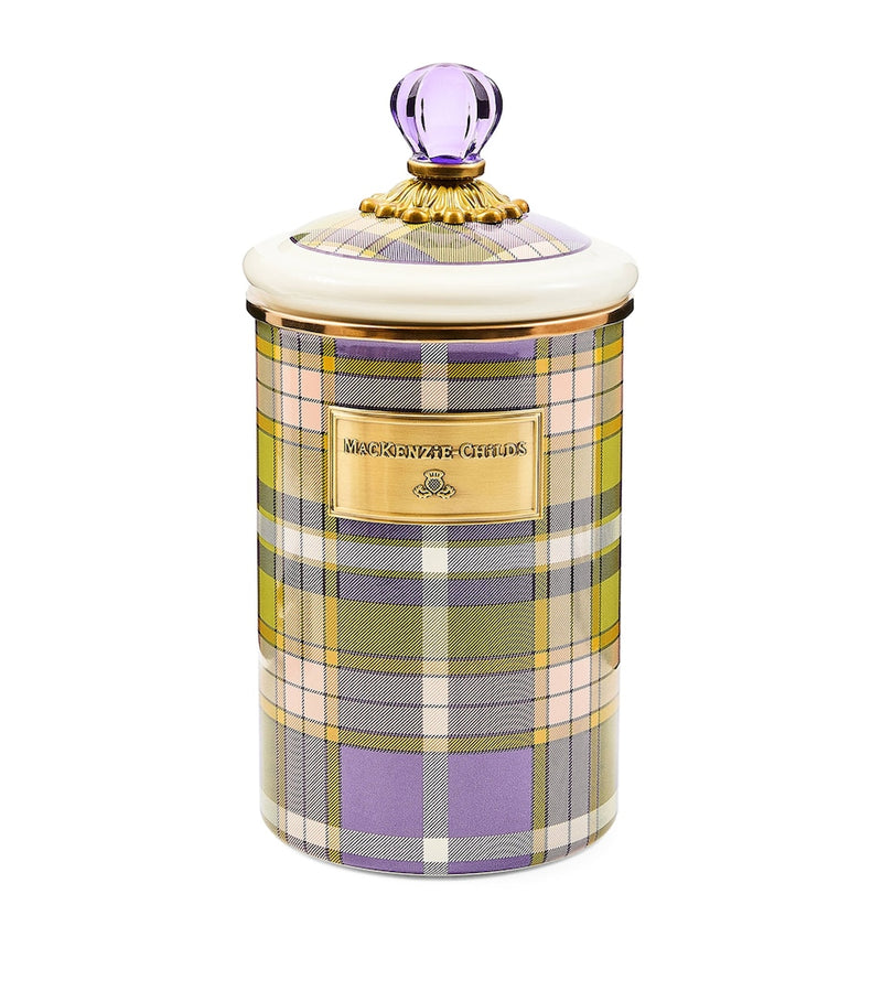 MacKenzie-Childs violet check steel canister 25cm (British brand)
