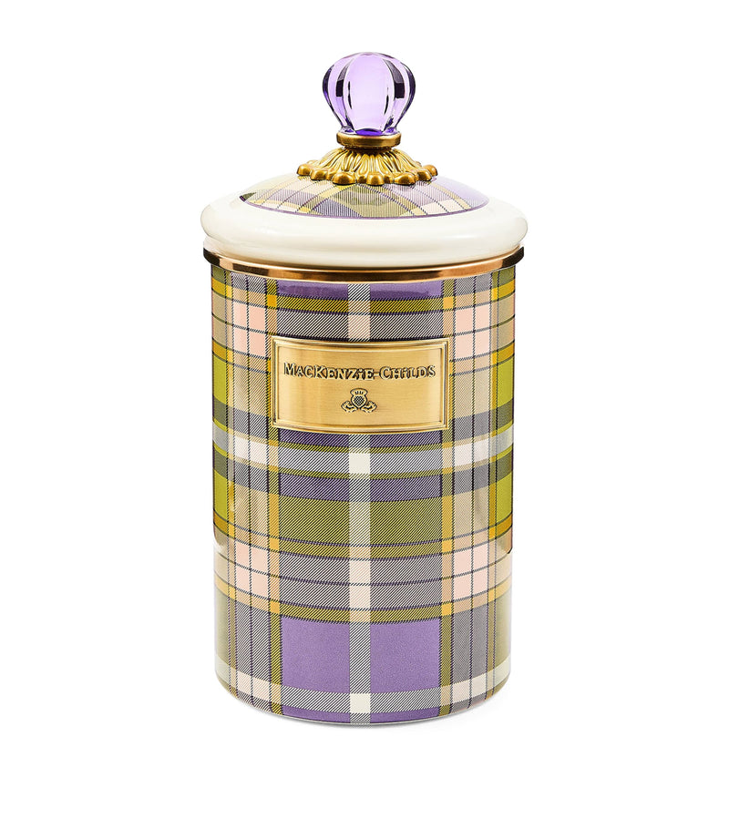 MacKenzie-Childs violet check steel canister 25cm (British brand)