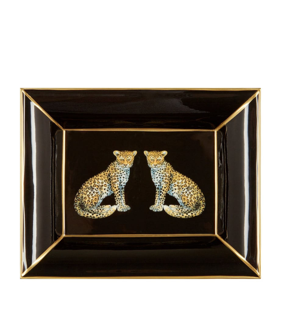 Halcyon Days leopard trinket tray, UK version