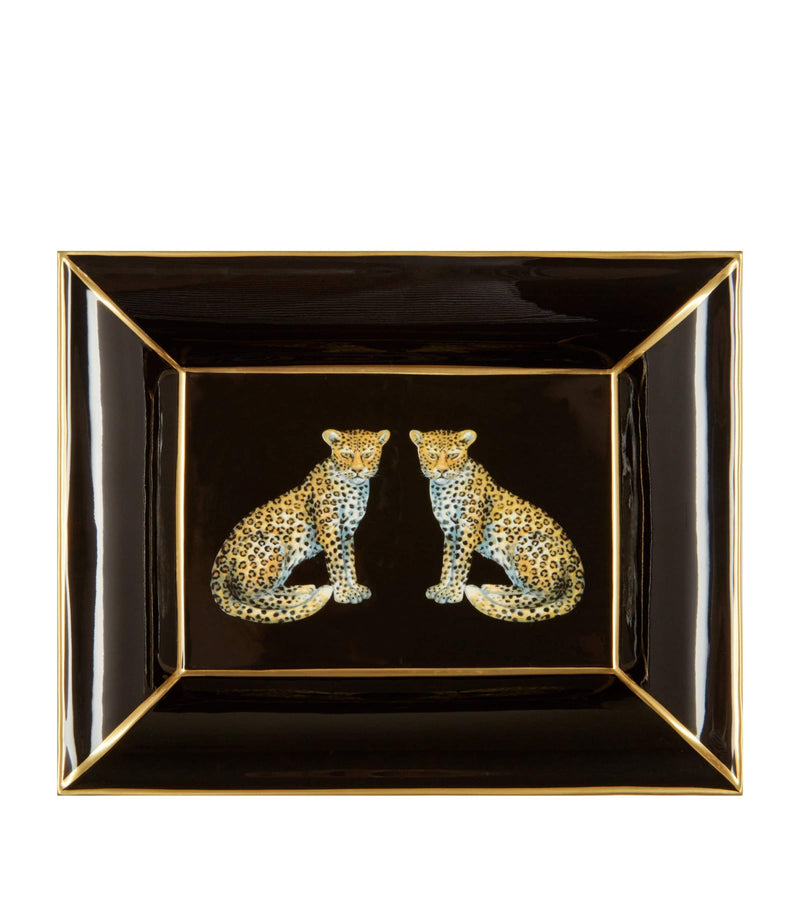 Halcyon Days leopard trinket tray, UK version