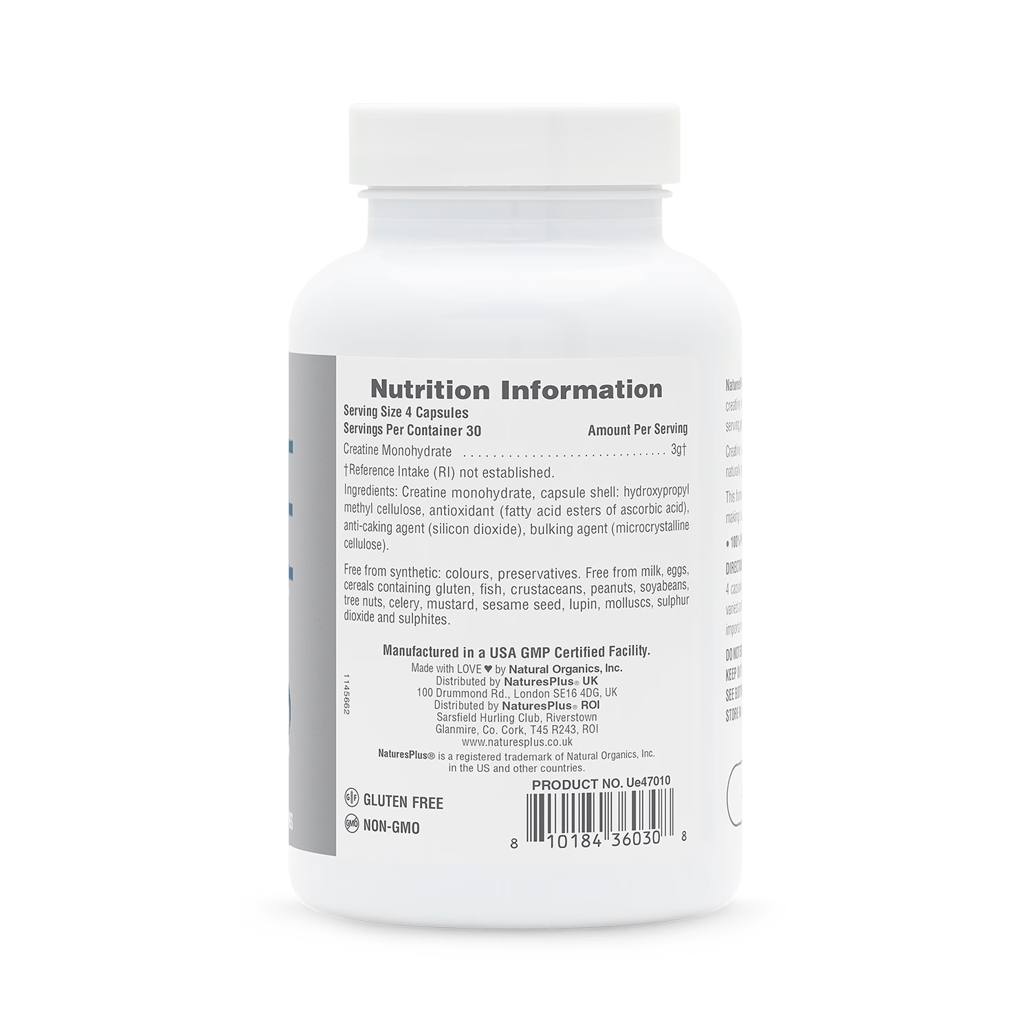NaturesPlus creatine monohydrate capsules 120 count, UK version