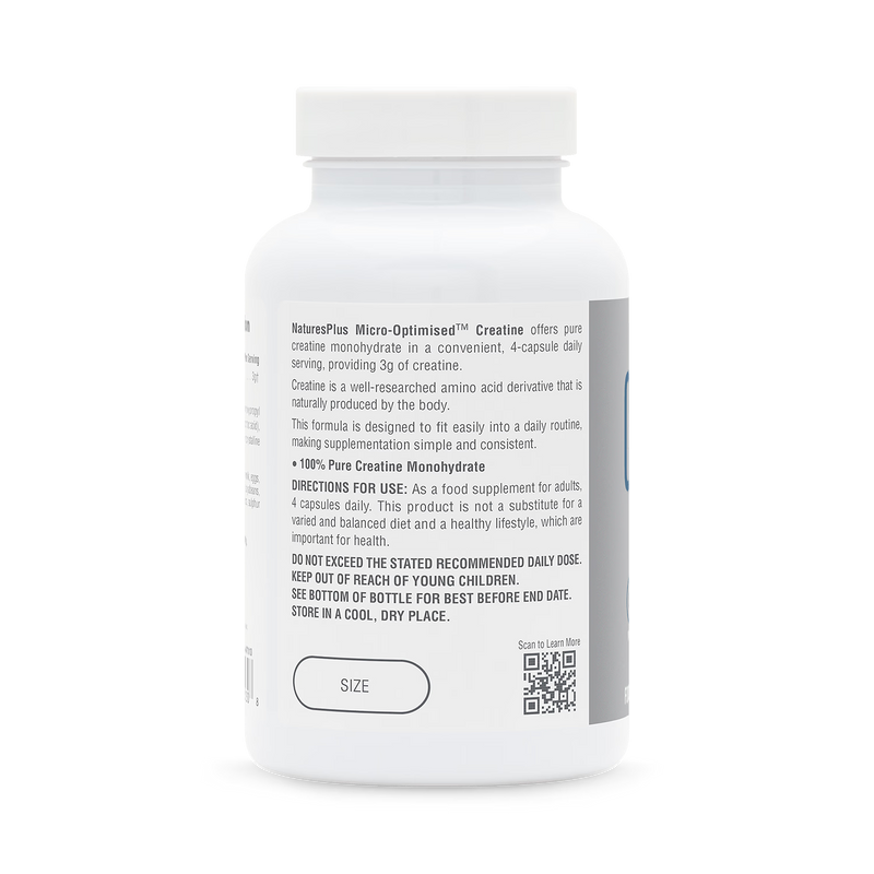 NaturesPlus creatine monohydrate capsules 120 count, UK version